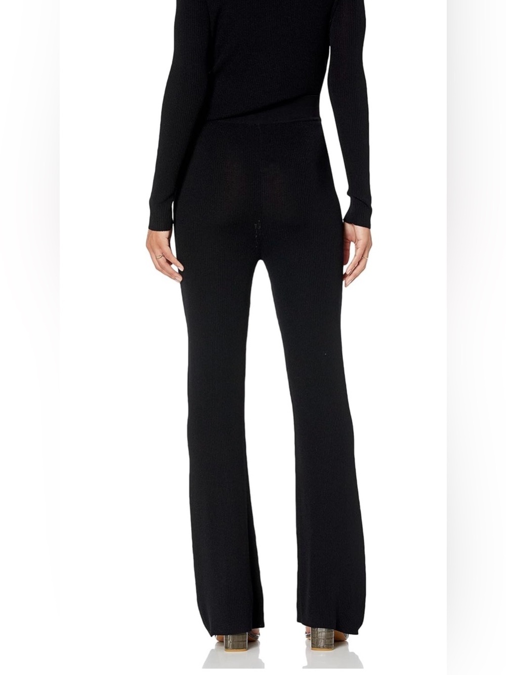 The DROP / Black Ribbed Knit Flare Pants - Women / NWT - Picture 2 of 5